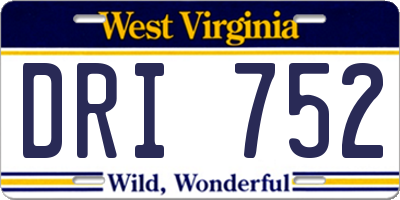 WV license plate DRI752