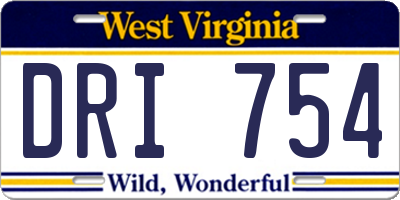 WV license plate DRI754