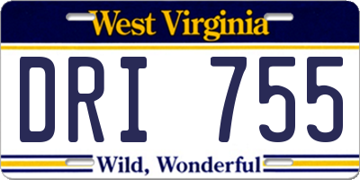 WV license plate DRI755