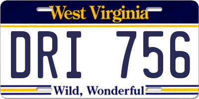 WV license plate DRI756