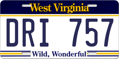 WV license plate DRI757