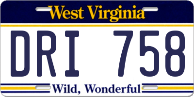 WV license plate DRI758