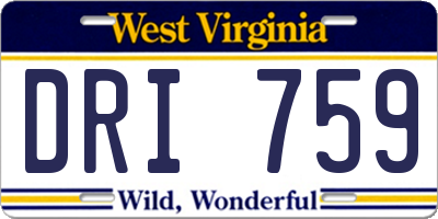 WV license plate DRI759