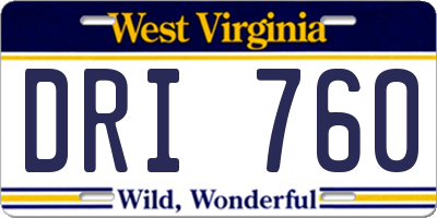 WV license plate DRI760