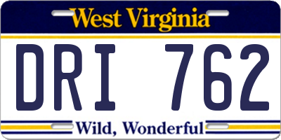 WV license plate DRI762
