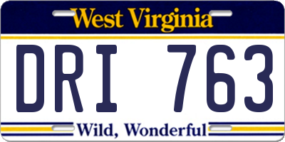 WV license plate DRI763