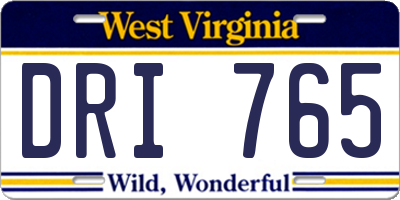 WV license plate DRI765