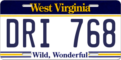 WV license plate DRI768