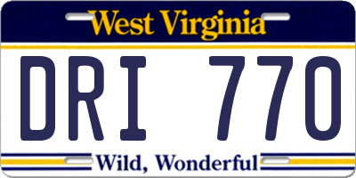WV license plate DRI770