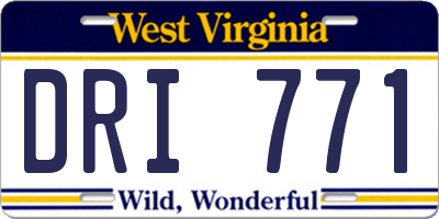 WV license plate DRI771