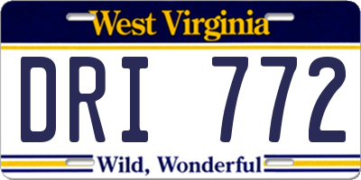 WV license plate DRI772