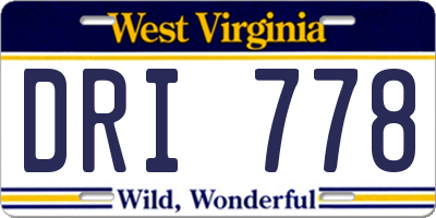 WV license plate DRI778