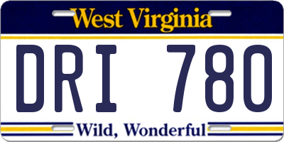 WV license plate DRI780