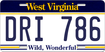 WV license plate DRI786