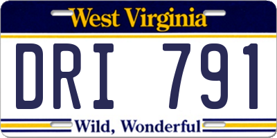 WV license plate DRI791
