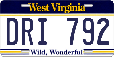 WV license plate DRI792