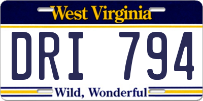 WV license plate DRI794