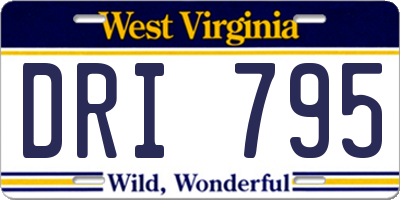 WV license plate DRI795
