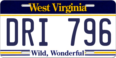 WV license plate DRI796