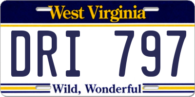 WV license plate DRI797