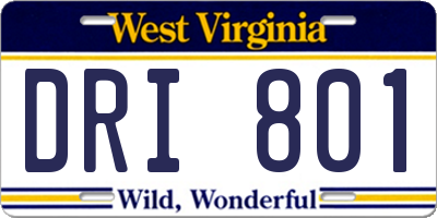 WV license plate DRI801