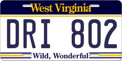 WV license plate DRI802