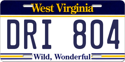 WV license plate DRI804