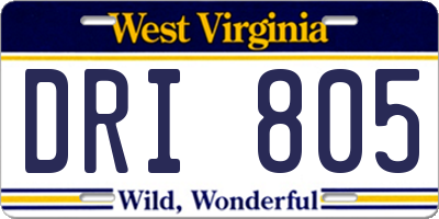WV license plate DRI805