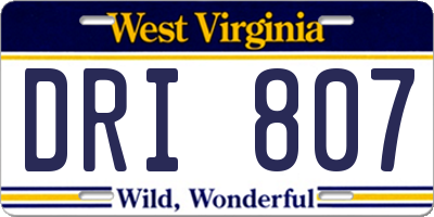 WV license plate DRI807
