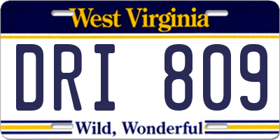 WV license plate DRI809