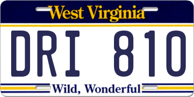 WV license plate DRI810
