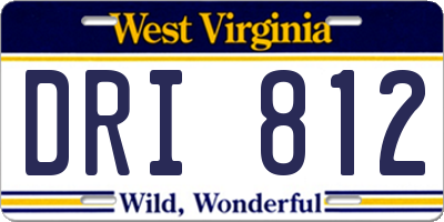 WV license plate DRI812