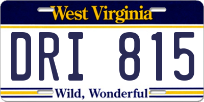 WV license plate DRI815