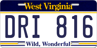 WV license plate DRI816