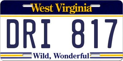 WV license plate DRI817