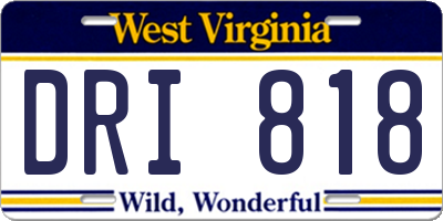WV license plate DRI818