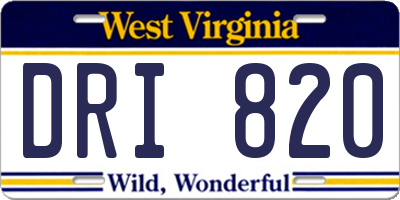 WV license plate DRI820