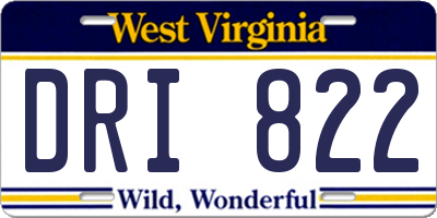 WV license plate DRI822