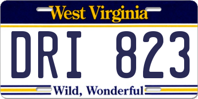 WV license plate DRI823