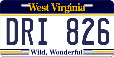 WV license plate DRI826