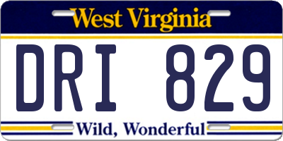 WV license plate DRI829