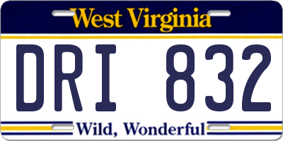 WV license plate DRI832