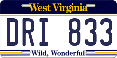 WV license plate DRI833