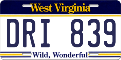 WV license plate DRI839