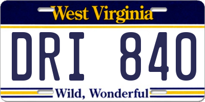 WV license plate DRI840