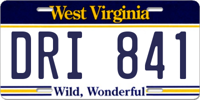 WV license plate DRI841