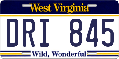 WV license plate DRI845