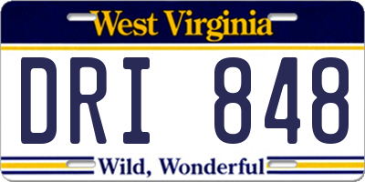 WV license plate DRI848