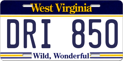 WV license plate DRI850