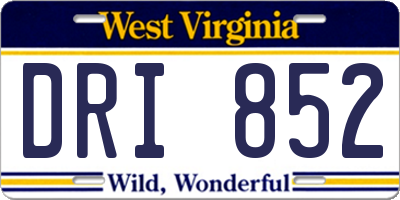 WV license plate DRI852